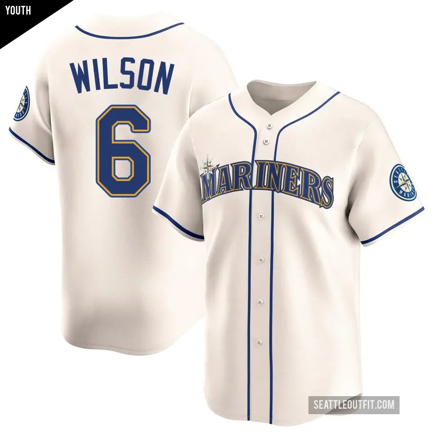 Youth Seattle Mariners ＃6 Dan Wilson Limited Cream Alternate Jersey