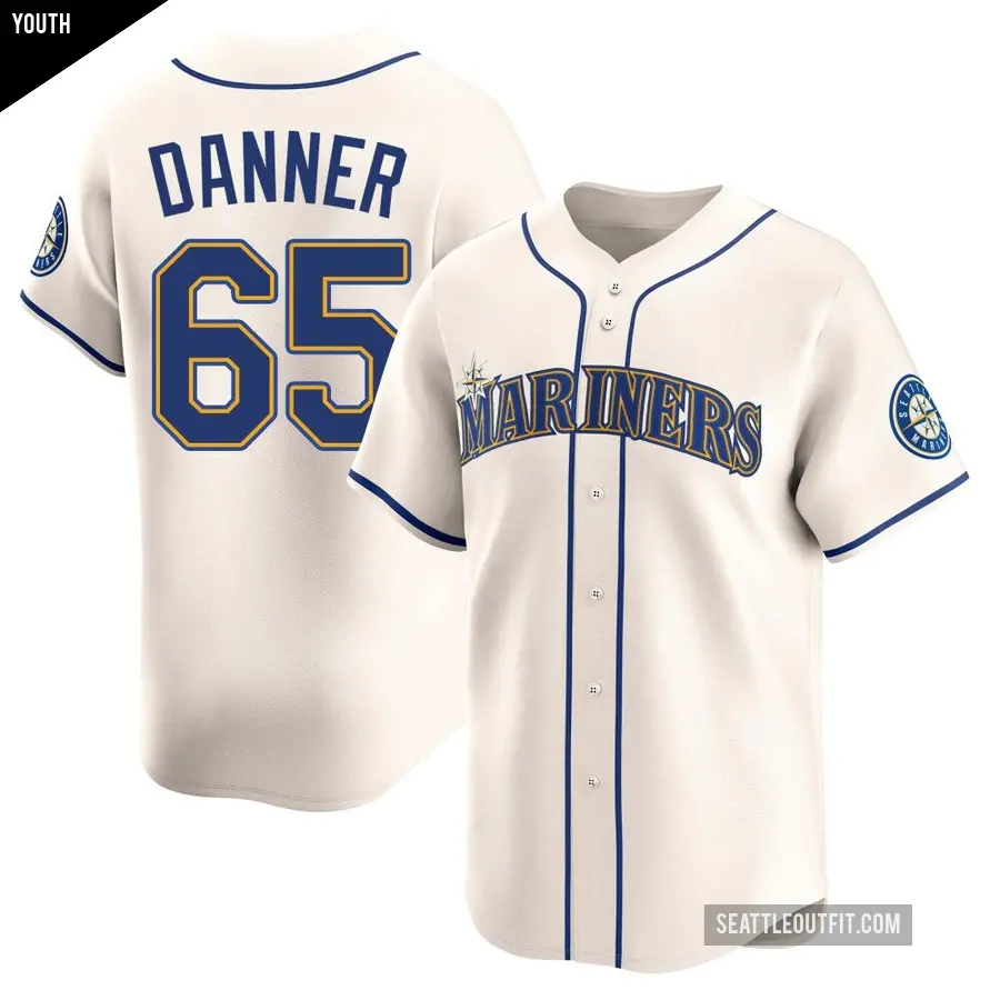 Youth Seattle Mariners ＃65 Hagen Danner Limited Cream Alternate Jersey