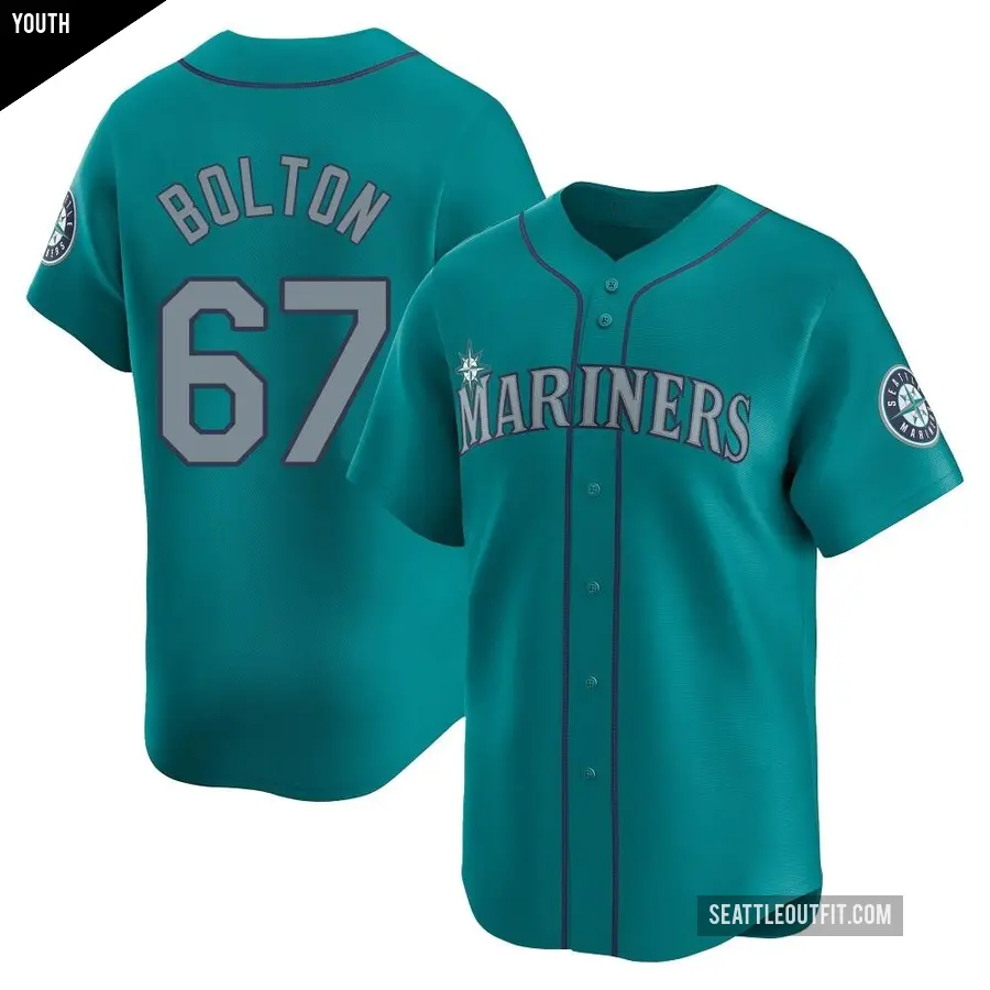 Youth Seattle Mariners ＃67 Cody Bolton Limited Aqua Alternate Jersey