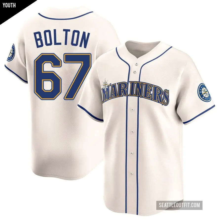 Youth Seattle Mariners ＃67 Cody Bolton Limited Cream Alternate Jersey