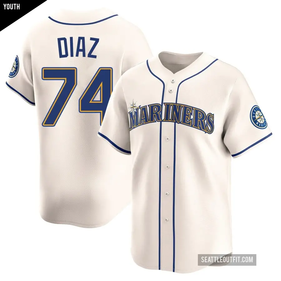 Youth Seattle Mariners ＃74 Jhonathan Diaz Limited Cream Alternate Jersey