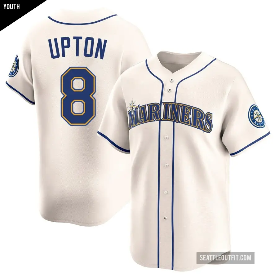 Youth Seattle Mariners ＃8 Justin Upton Limited Cream Alternate Jersey