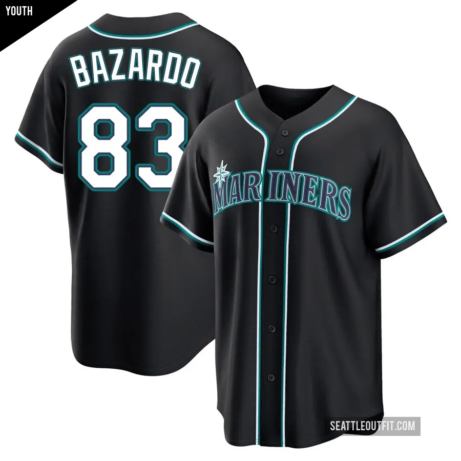 Youth Seattle Mariners ＃83 Eduard Bazardo Replica Black Fashion Out Jersey
